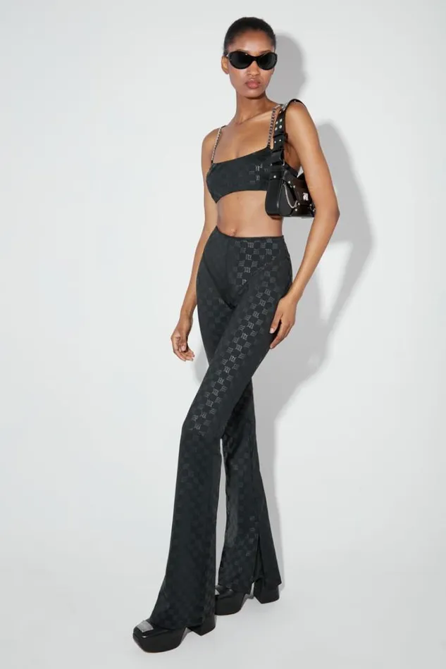 Tops Women MISBHV Lycra Monogram Spaghetti Bralette Black