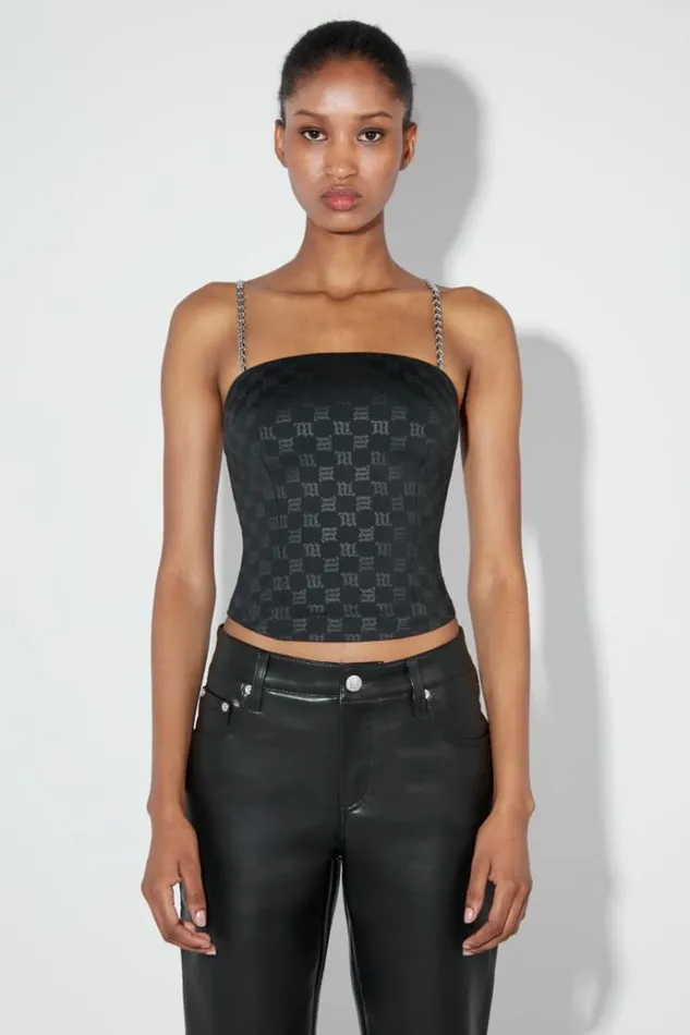 Tops Women MISBHV Monogram Spaghetti Top Black