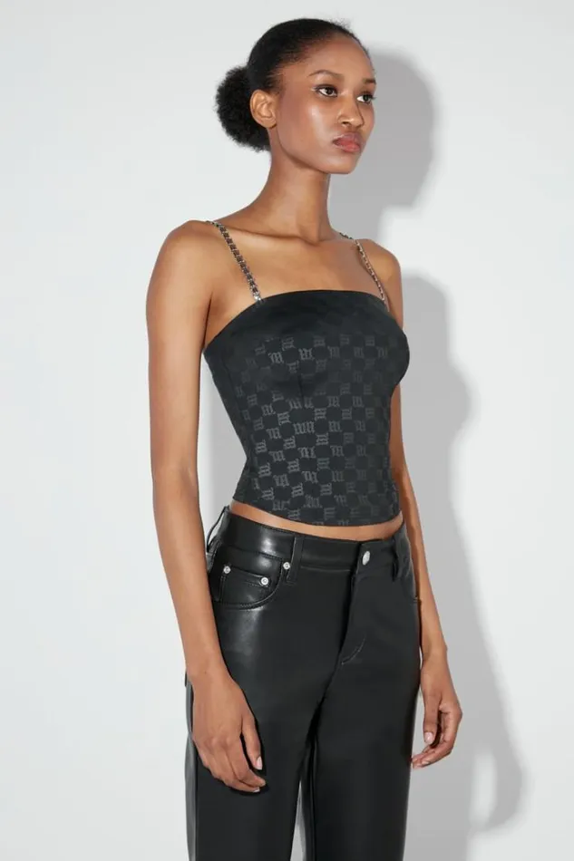 Tops Women MISBHV Monogram Spaghetti Top Black