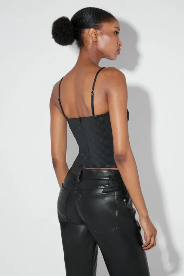 Tops Women MISBHV Monogram Spaghetti Top Black