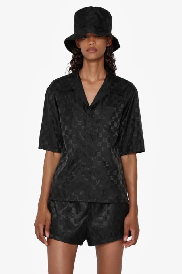 Tops Women MISBHV Nylon Monogram Cropped Shirt Black