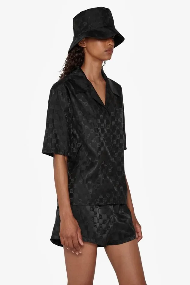 Tops Women MISBHV Nylon Monogram Cropped Shirt Black