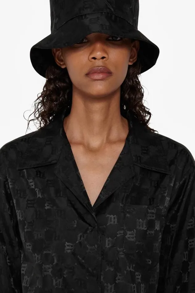 Tops Women MISBHV Nylon Monogram Cropped Shirt Black