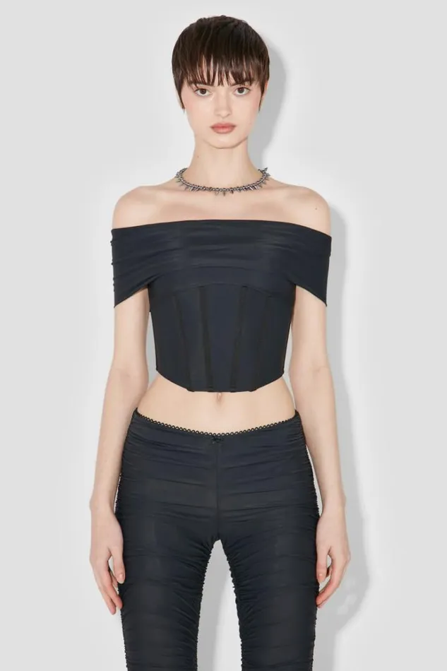 Tops Women MISBHV Pandora Off Shoulder Corset Top Black