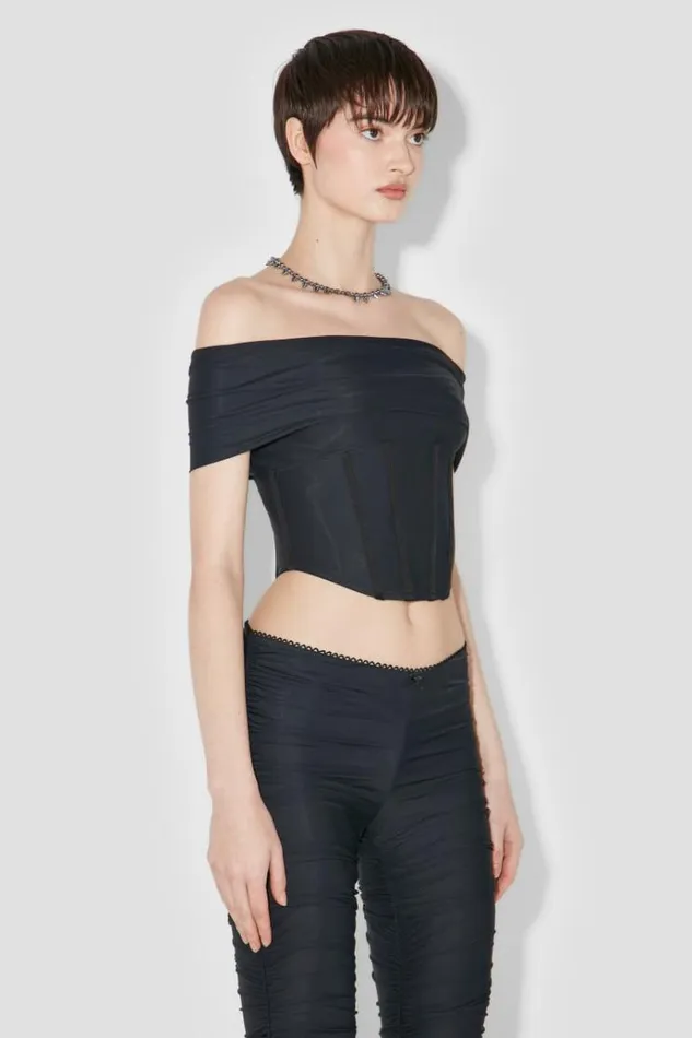 Tops Women MISBHV Pandora Off Shoulder Corset Top Black