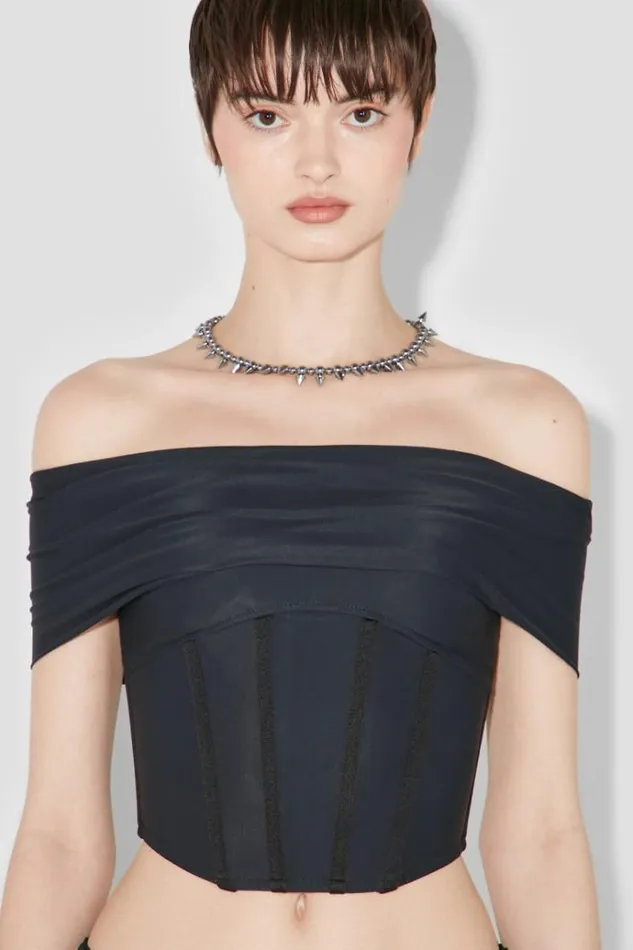 Tops Women MISBHV Pandora Off Shoulder Corset Top Black
