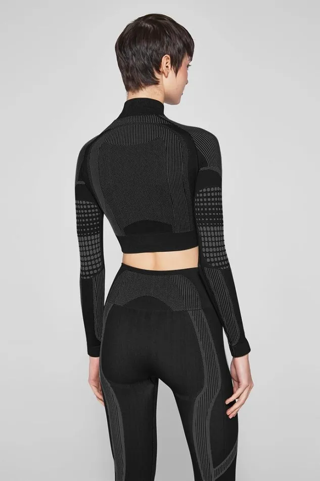 Tops Women MISBHV Sport Europa Cropped QuarterZip Longsleeve Muted Black
