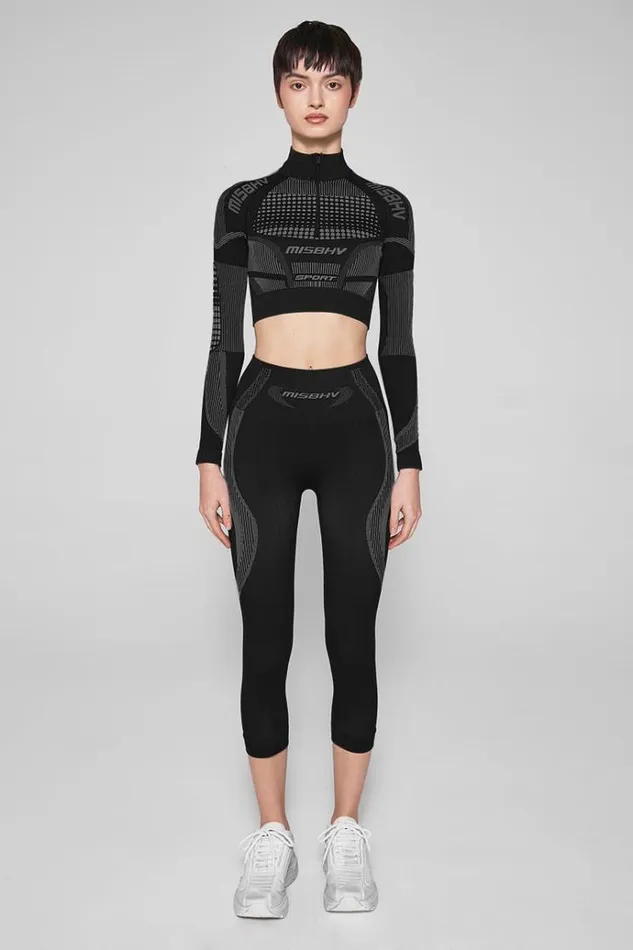 Tops Women MISBHV Sport Europa Cropped QuarterZip Longsleeve Muted Black