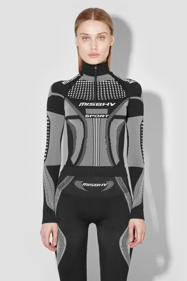 Tops Women MISBHV Sport Europa QuarterZip Longsleeve Blackwhite
