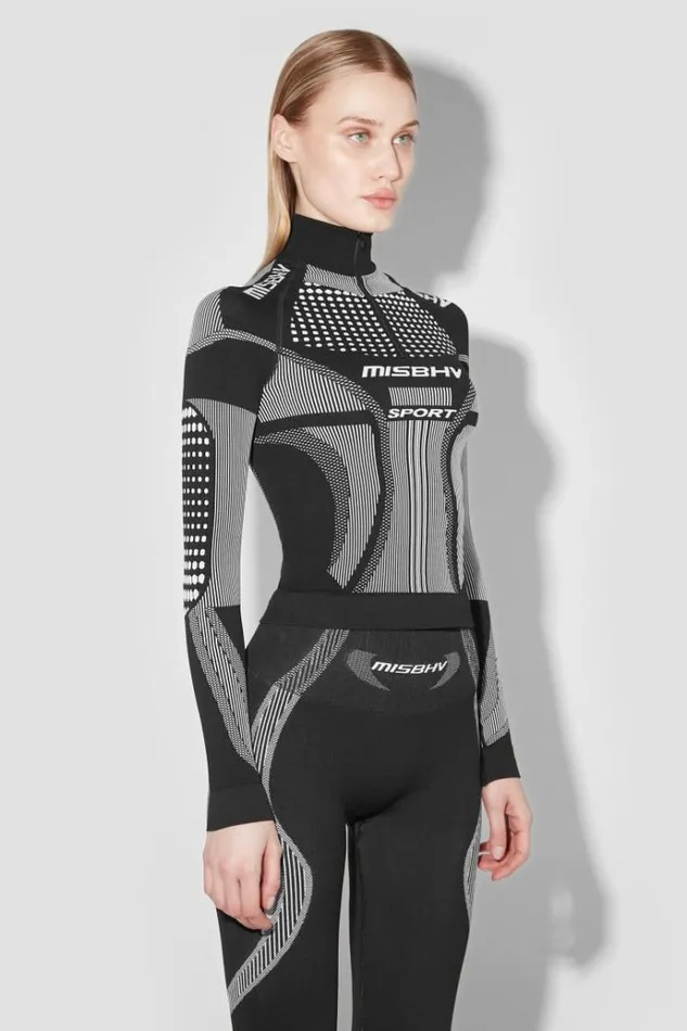 Tops Women MISBHV Sport Europa QuarterZip Longsleeve Blackwhite