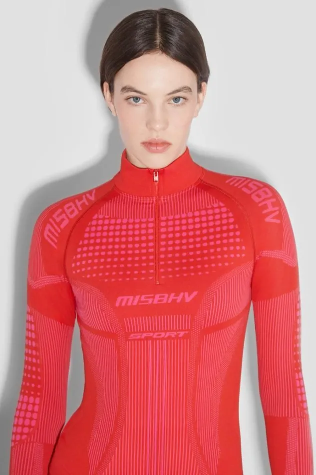Tops Women MISBHV Sport Europa QuarterZip Longsleeve Coral Red