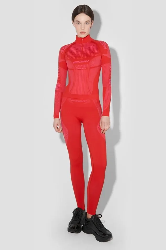 Tops Women MISBHV Sport Europa QuarterZip Longsleeve Coral Red