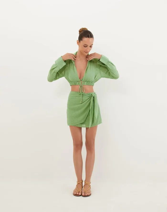 Tops Women ViX Paula Hermanny Alexia Detail Blouse 8211 Aloe
