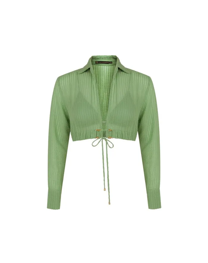 Tops Women ViX Paula Hermanny Alexia Detail Blouse 8211 Aloe