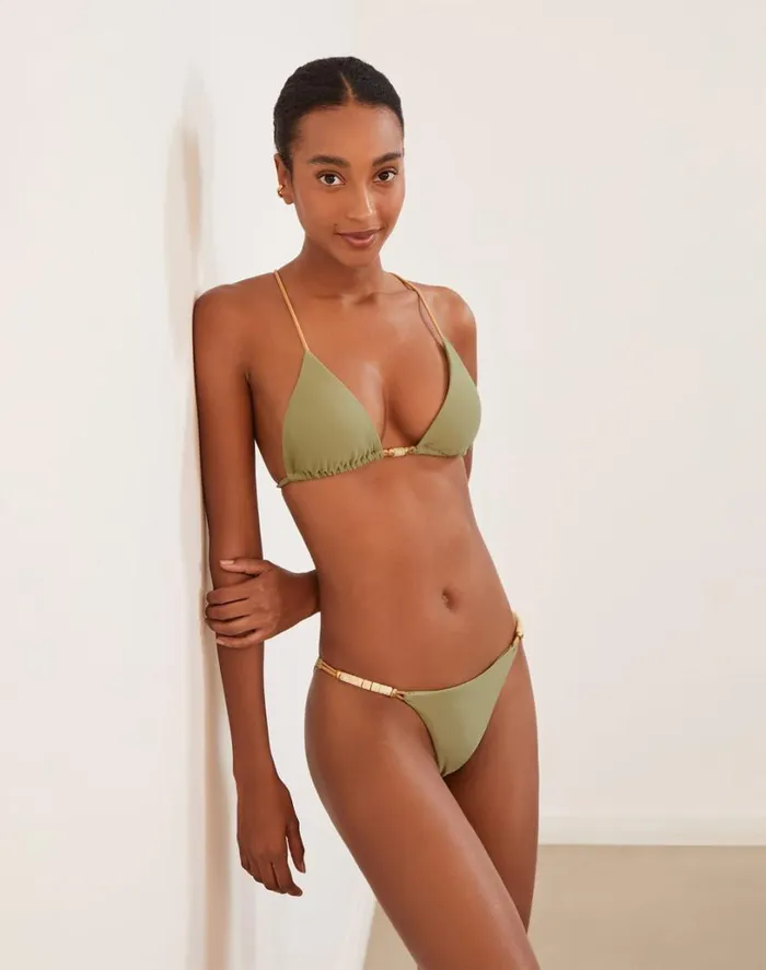 Tops Women ViX Paula Hermanny Brooke T Back Tri Top 8211 Olivine