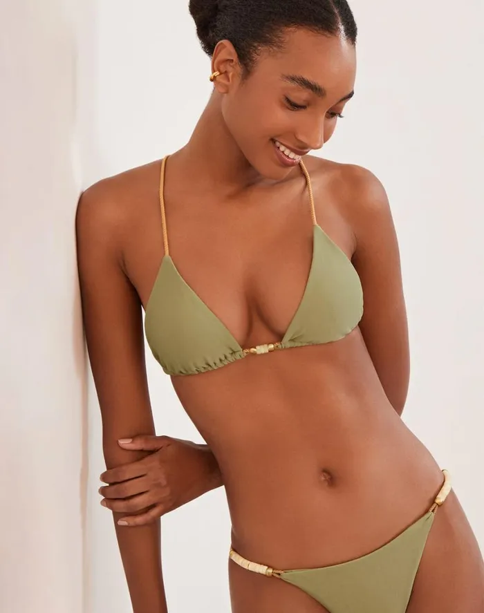 Tops Women ViX Paula Hermanny Brooke T Back Tri Top 8211 Olivine