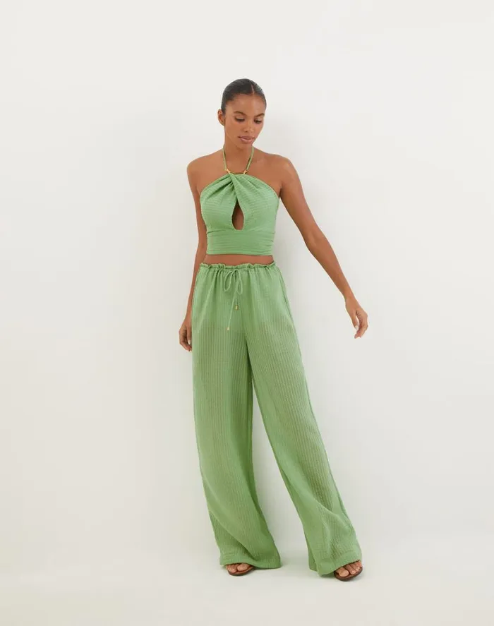 Tops Women ViX Paula Hermanny Coco Detail Top 8211 Aloe