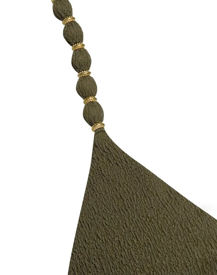 Tops Women ViX Paula Hermanny Firenze Beads Tri Parallel Top 8211 Evergreen