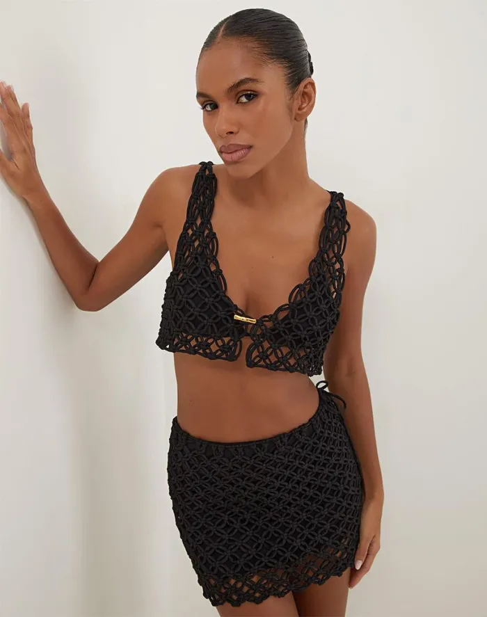 Tops Women ViX Paula Hermanny Gio Macrame Blouse 8211 Black