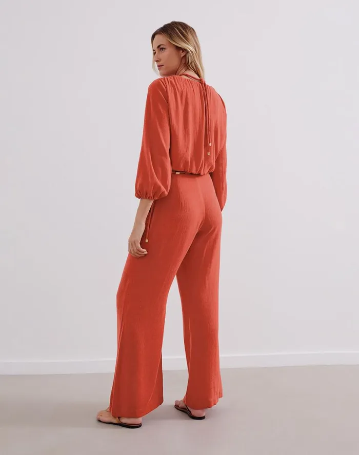 Tops Women ViX Paula Hermanny Ino Long Sleeve Blouse 8211 Brick