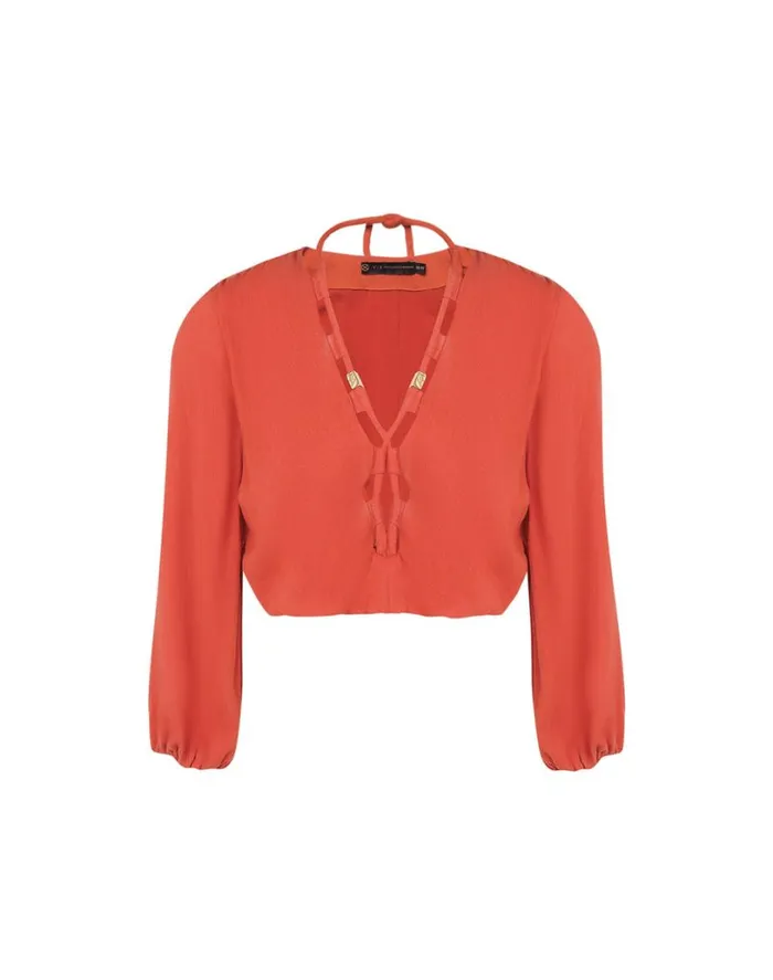 Tops Women ViX Paula Hermanny Ino Long Sleeve Blouse 8211 Brick