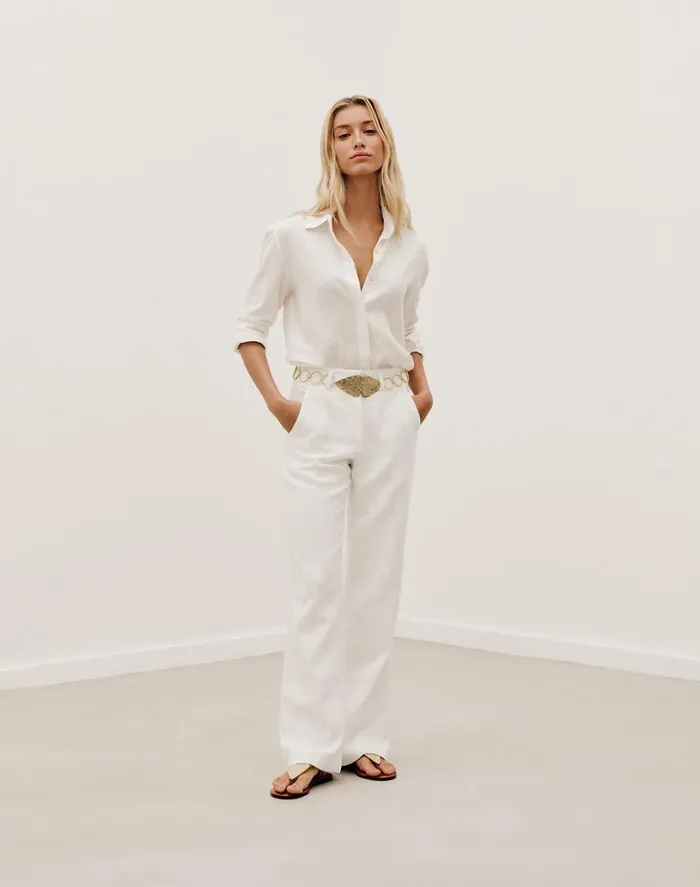 Tops Women ViX Paula Hermanny Jaque Long Sleeve Blouse 8211 Off White