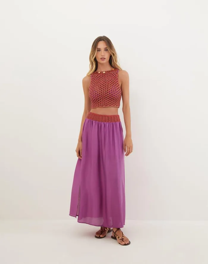 Tops Women ViX Paula Hermanny Knit Aria Blouse 8211 Berry Burst