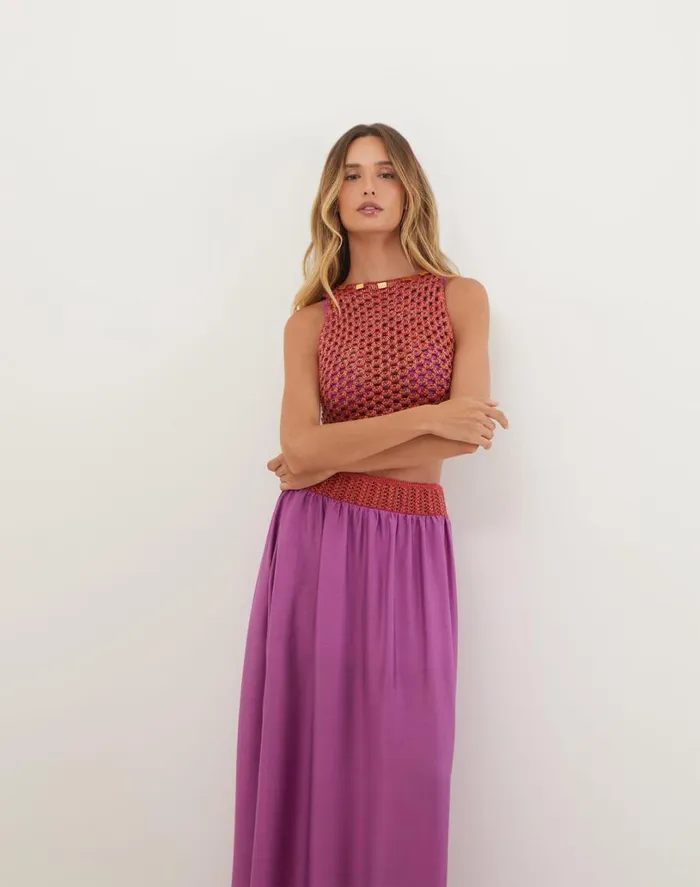 Tops Women ViX Paula Hermanny Knit Aria Blouse 8211 Berry Burst
