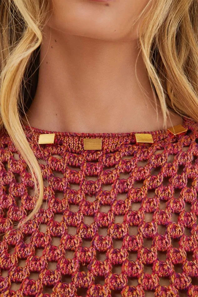 Tops Women ViX Paula Hermanny Knit Aria Blouse 8211 Berry Burst