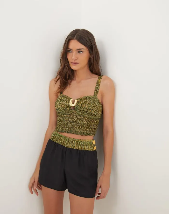 Tops Women ViX Paula Hermanny Knit Aria Top 8211 Green
