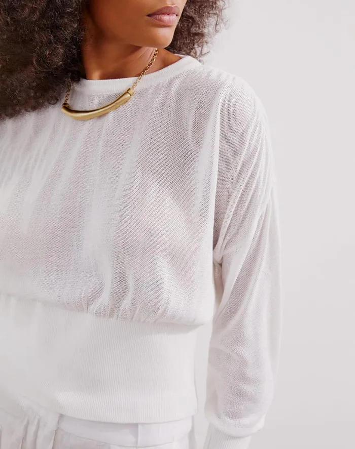 Tops Women ViX Paula Hermanny Knit Eliza Blouse 8211 Off White