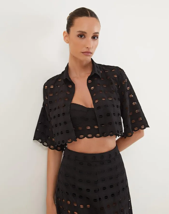 Tops Women ViX Paula Hermanny Lauren Blouse 8211 Black