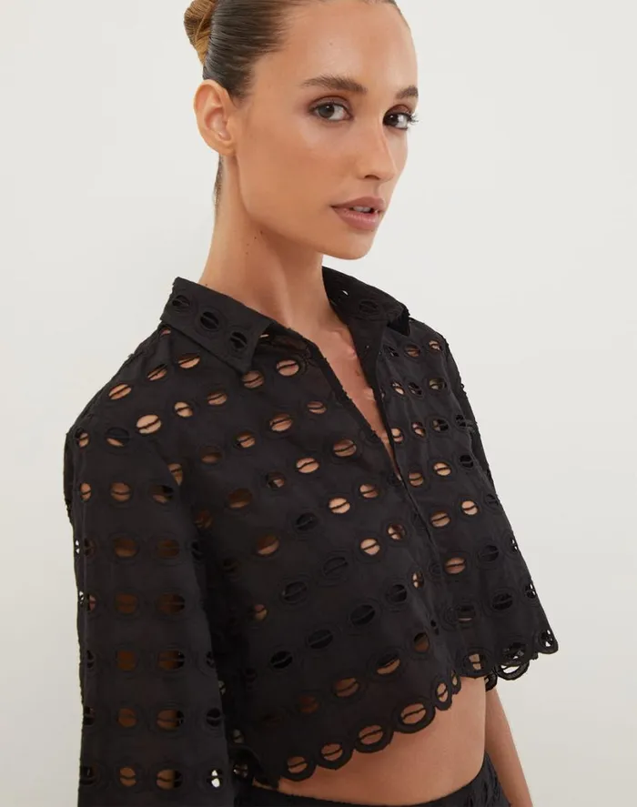 Tops Women ViX Paula Hermanny Lauren Blouse 8211 Black