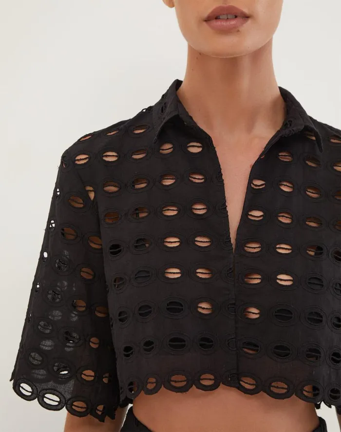 Tops Women ViX Paula Hermanny Lauren Blouse 8211 Black