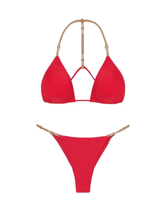 Tops Women ViX Paula Hermanny Layla T Back Top 8211 Red Poppy