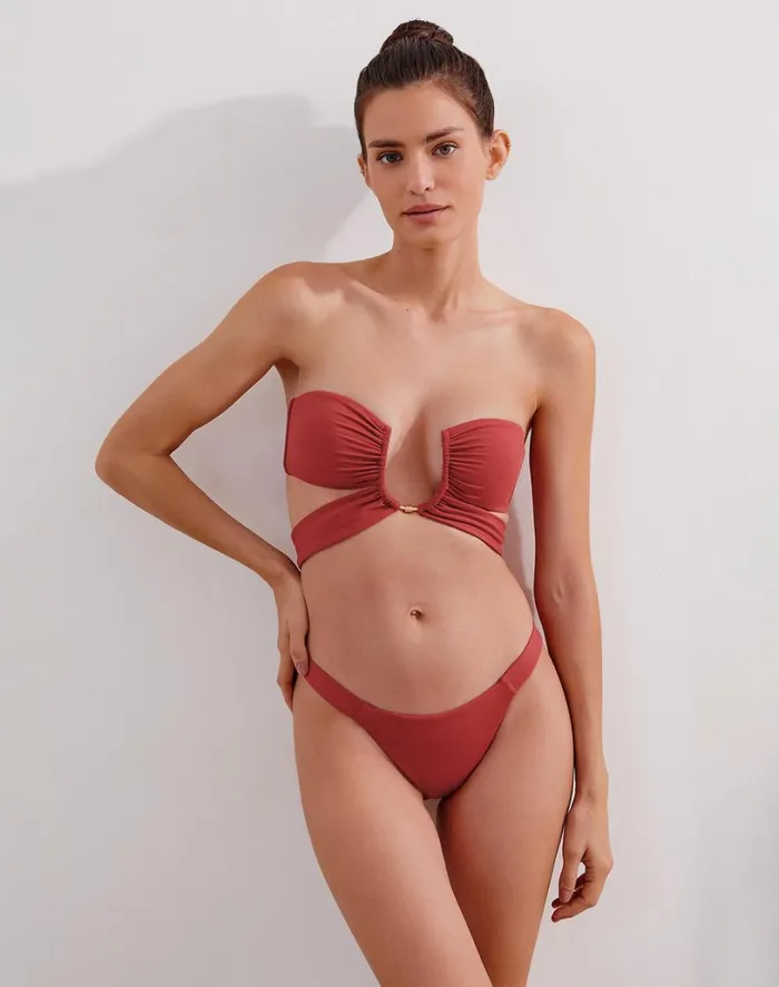 Tops Women ViX Paula Hermanny Matte Sienna Bandeau Top 8211 Brick