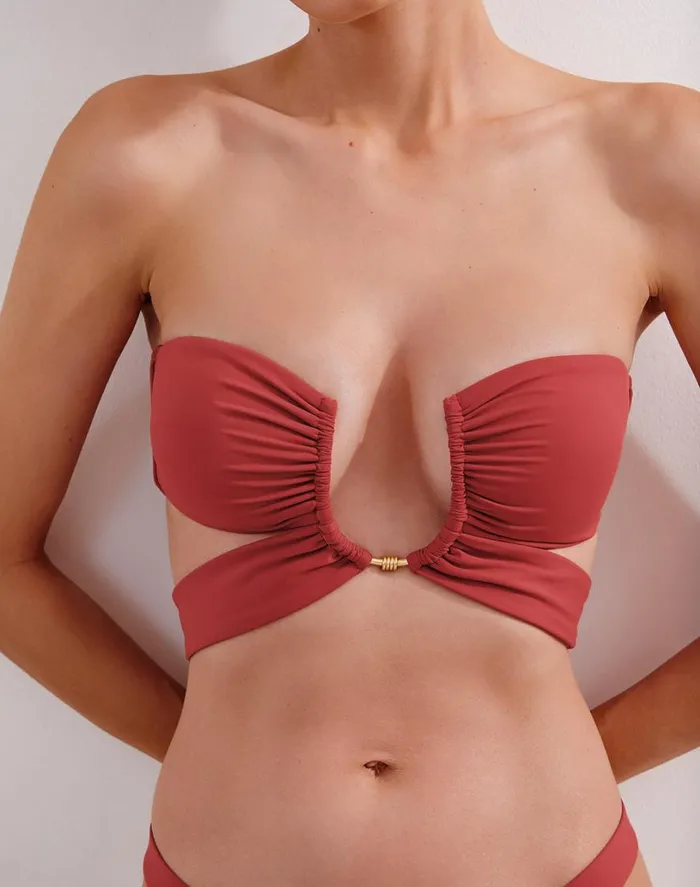 Tops Women ViX Paula Hermanny Matte Sienna Bandeau Top 8211 Brick