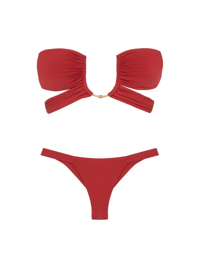 Tops Women ViX Paula Hermanny Matte Sienna Bandeau Top 8211 Brick