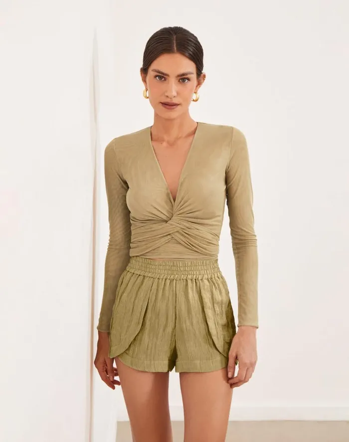Tops Women ViX Paula Hermanny Millie Cachecouer Blouse 8211 Olivine