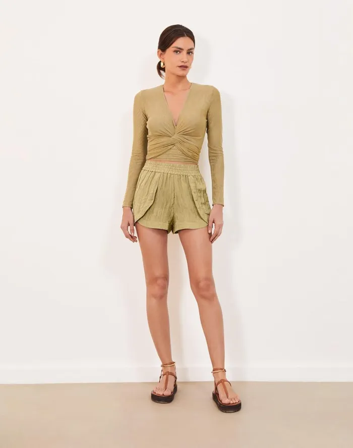 Tops Women ViX Paula Hermanny Millie Cachecouer Blouse 8211 Olivine