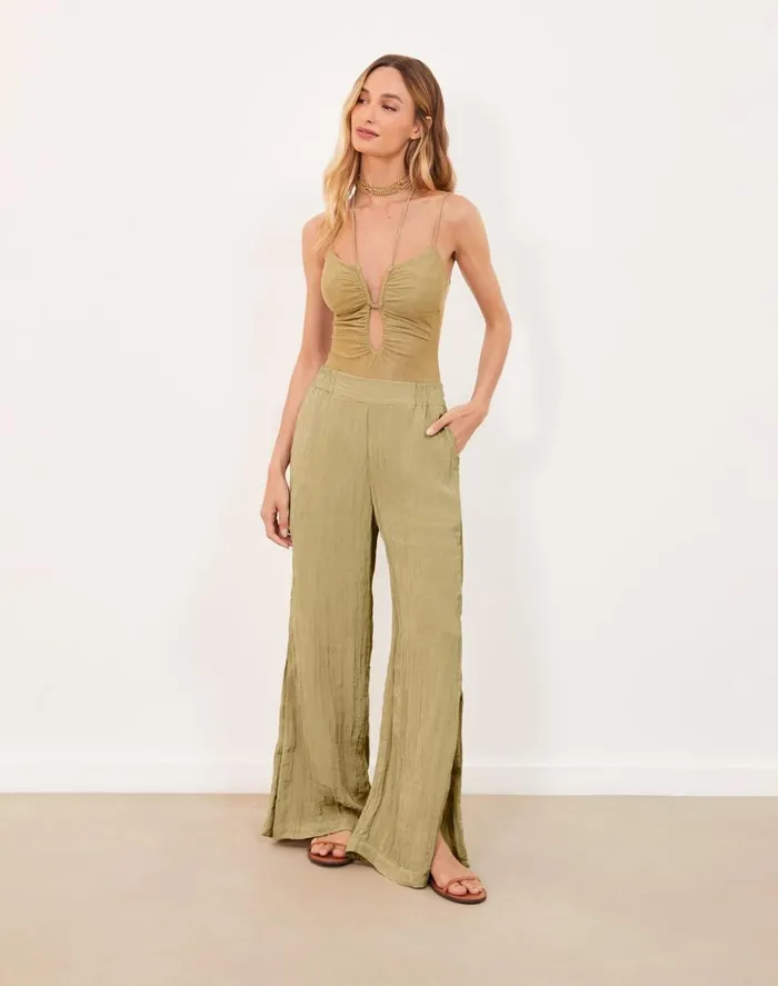 Tops Women ViX Paula Hermanny Misha Bodysuit 8211 Olivine