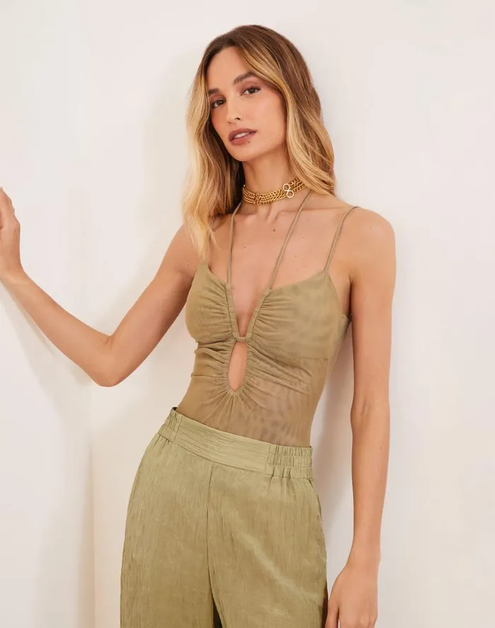 Tops Women ViX Paula Hermanny Misha Bodysuit 8211 Olivine