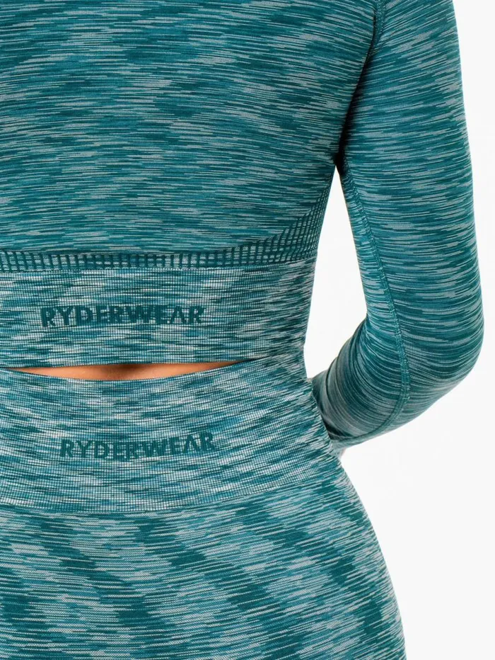 Tops Womens Ryderwear Evolve Seamless Long Sleeve Top Teal