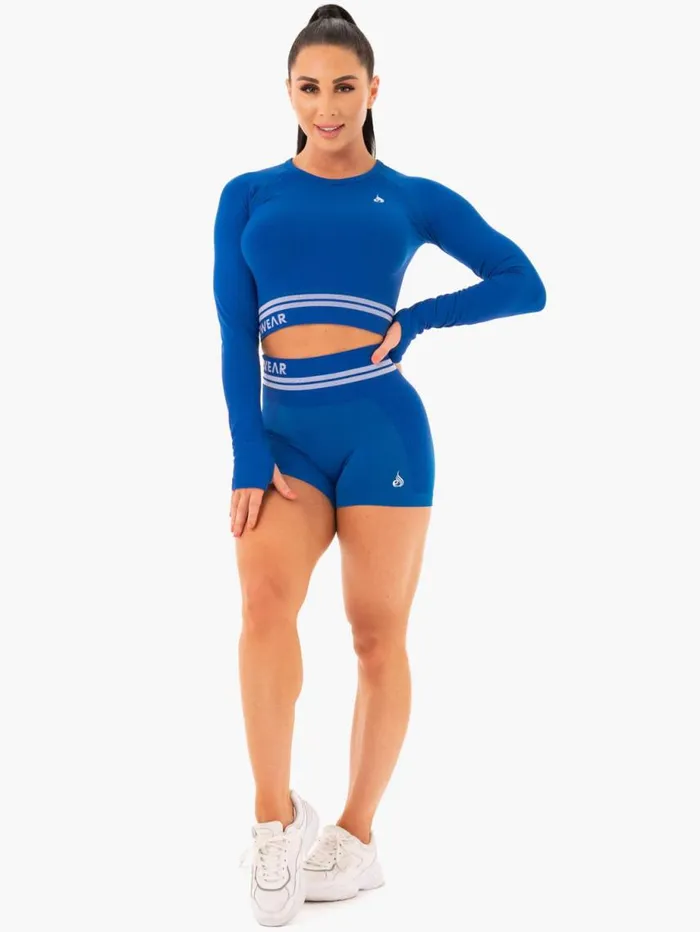 Tops Womens Ryderwear Freestyle Seamless Long Sleeve Crop Blue