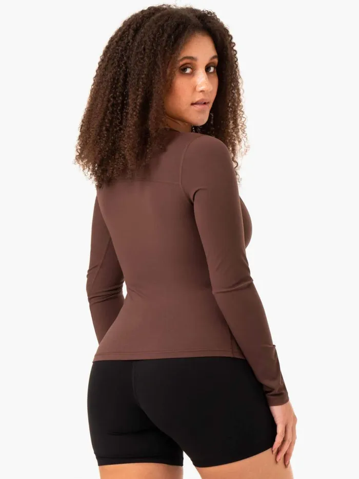 Tops Womens Ryderwear NKD Align Long Sleeve Training Top Chocolate