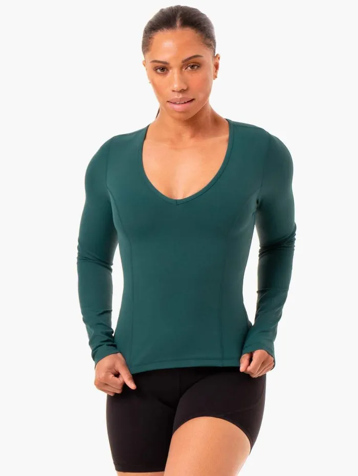 Tops Womens Ryderwear NKD Align Long Sleeve Training Top Teal