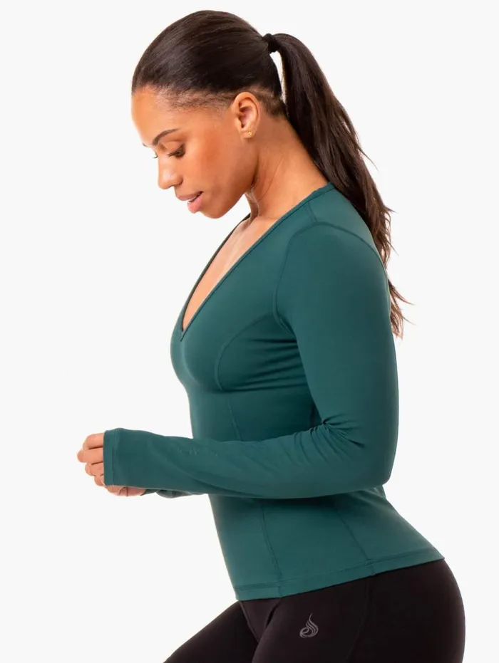 Tops Womens Ryderwear NKD Align Long Sleeve Training Top Teal