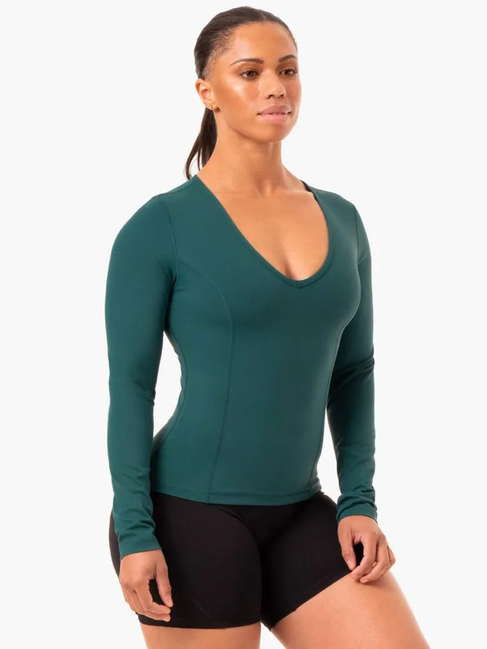 Tops Womens Ryderwear NKD Align Long Sleeve Training Top Teal