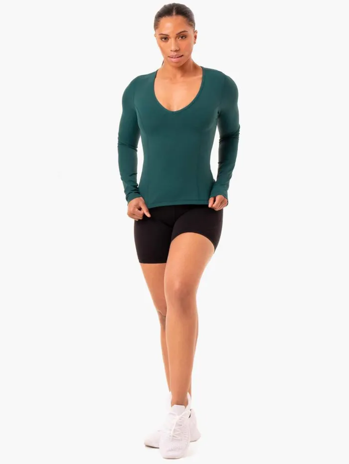 Tops Womens Ryderwear NKD Align Long Sleeve Training Top Teal