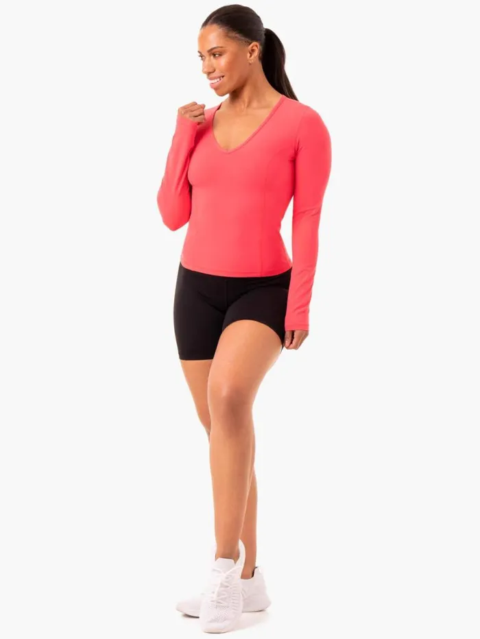 Tops Womens Ryderwear NKD Align Long Sleeve Training Top Watermelon